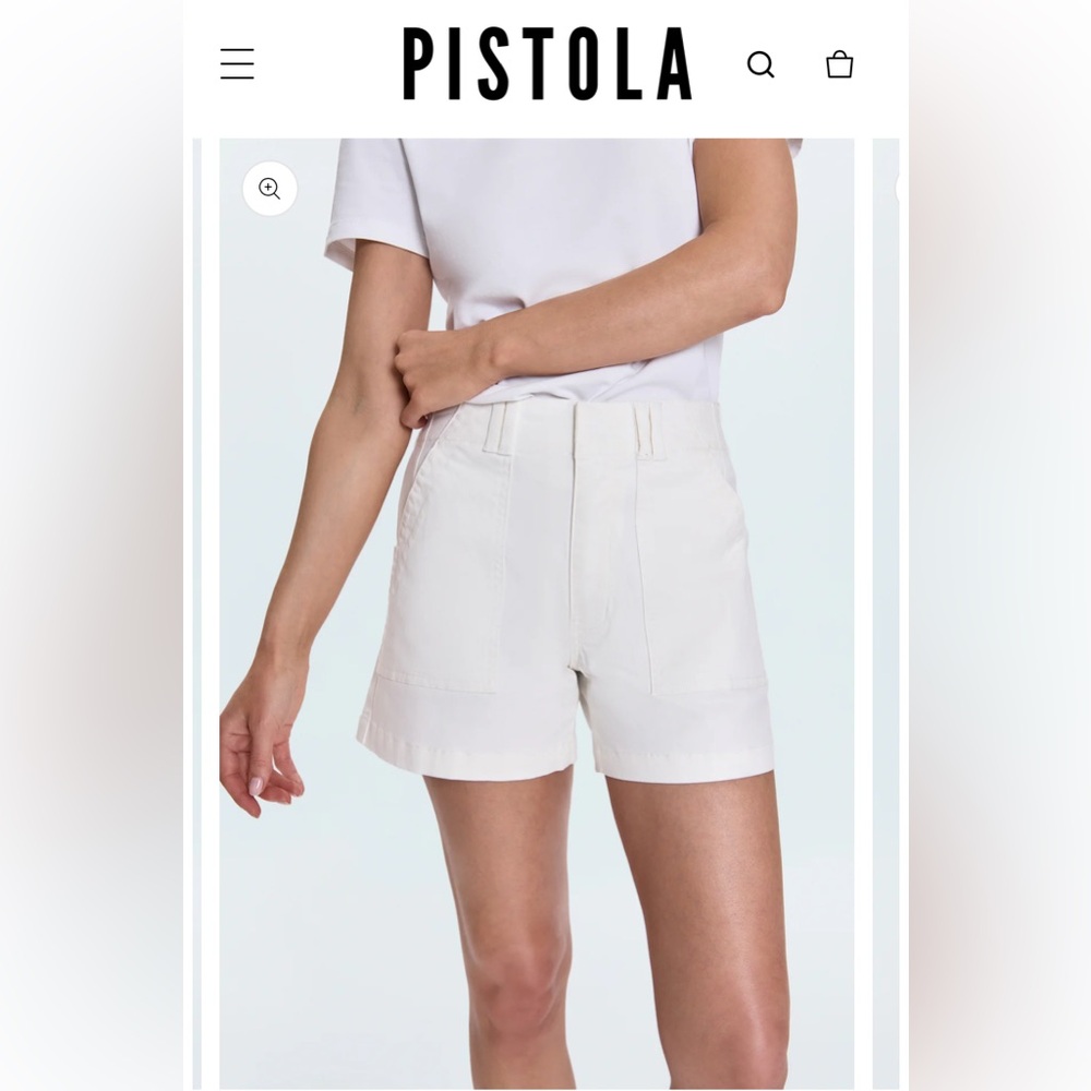 pistola High Waist White/Cream Utility Shorts